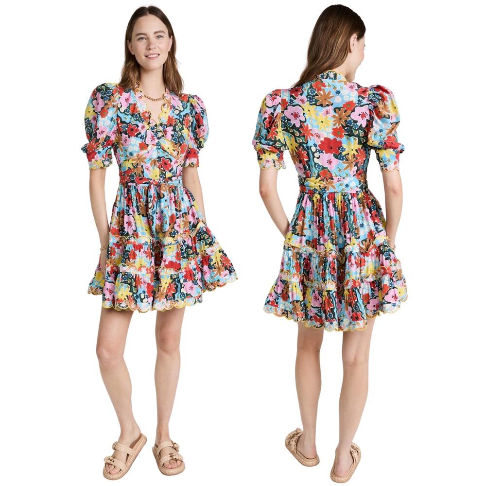 CeliaB Aila Wrap Dress Floral Tiered Ruffle Maximalist Party Statement Hoco M